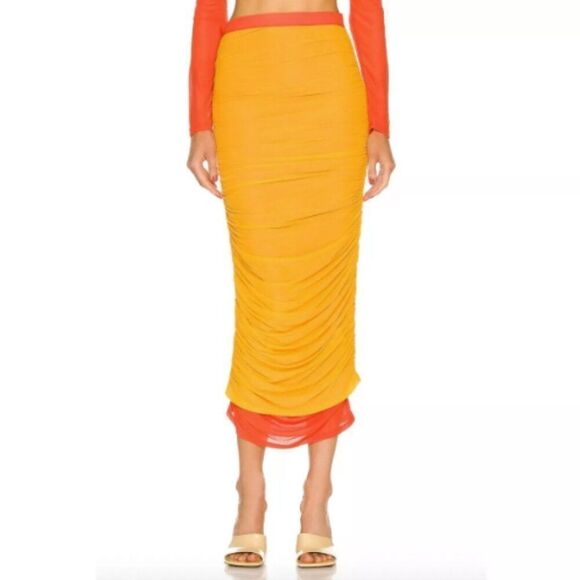 Simon Miller Mesh Pluto Skirt Sunset Orange Womens Size Medium New